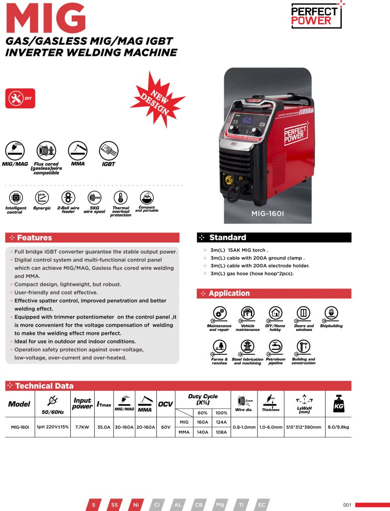 160 AMP MIG Welder Flux Core Welding Machine with Gas and No Gas