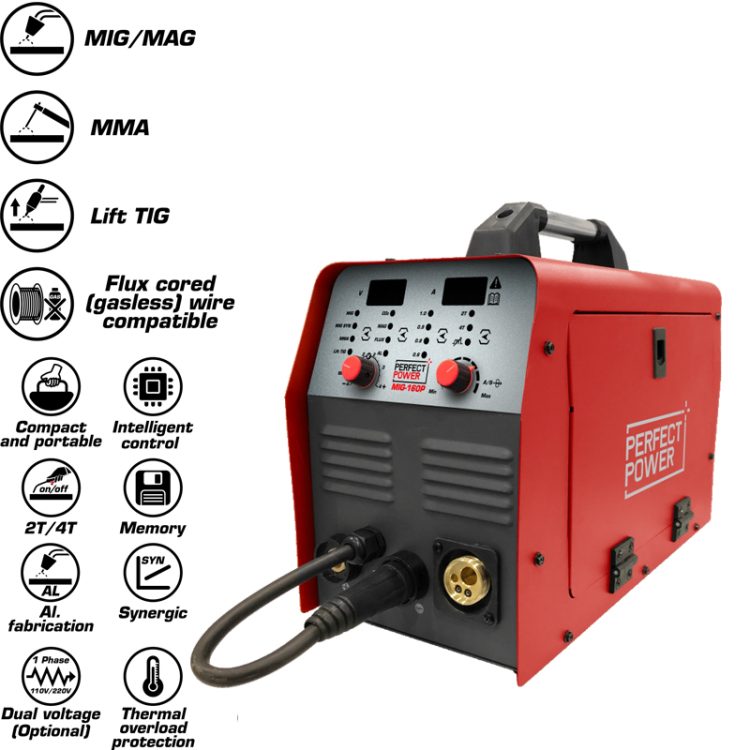 MIG-180P Gas MIG/MAG/Gasless Flux Core MIG IGBT Inverter Welding Machine