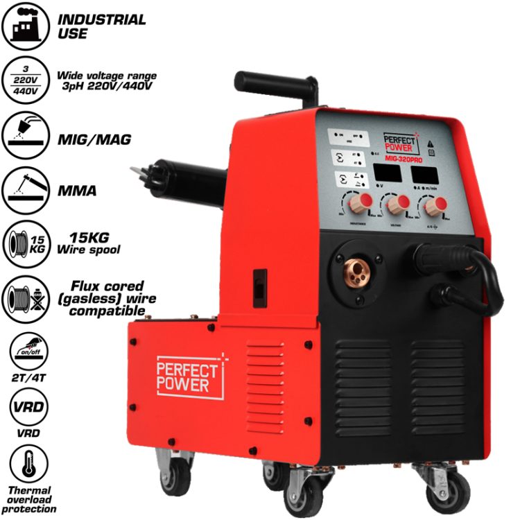 Perfect Power 350A Mig Welding Machine MIG-350P .PRO CO2 Gas Gasless Portable MIG MAG TIG MMA Inverter Soldadura Welding Machine