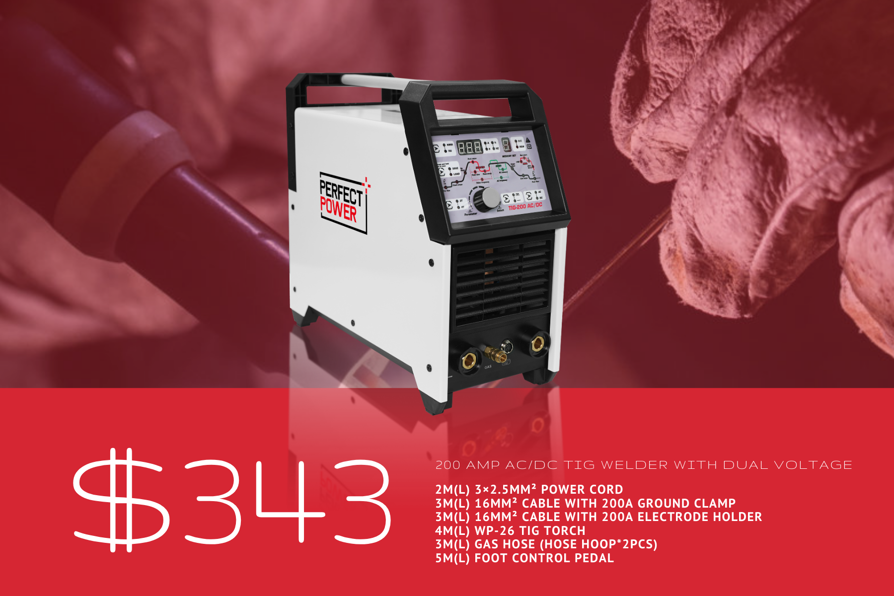 Best Professional-Like Welding Machine:TIG 200 AC DC 200 Amp TIGStick Welders