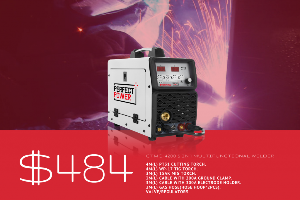  Best Value Multipurpose Welder: CTMG-4200 5 IN 1 CUTTER/MIG/TIG/Stick/Arc Welder 