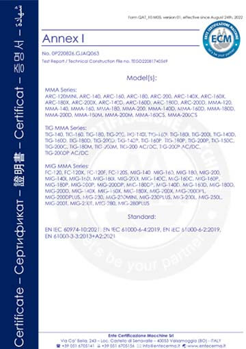 ce for MIG Welding Machines, TIG Welding Machines, Stick Welding Machines, Plasma Cutter & Multi-Process Welding Machines