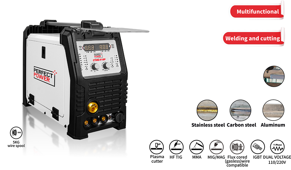 MIG Welder, 180Amp 8 in 1 Gas MIG/Gasless Flux Core MIG/Stick/TIG/CUTTER